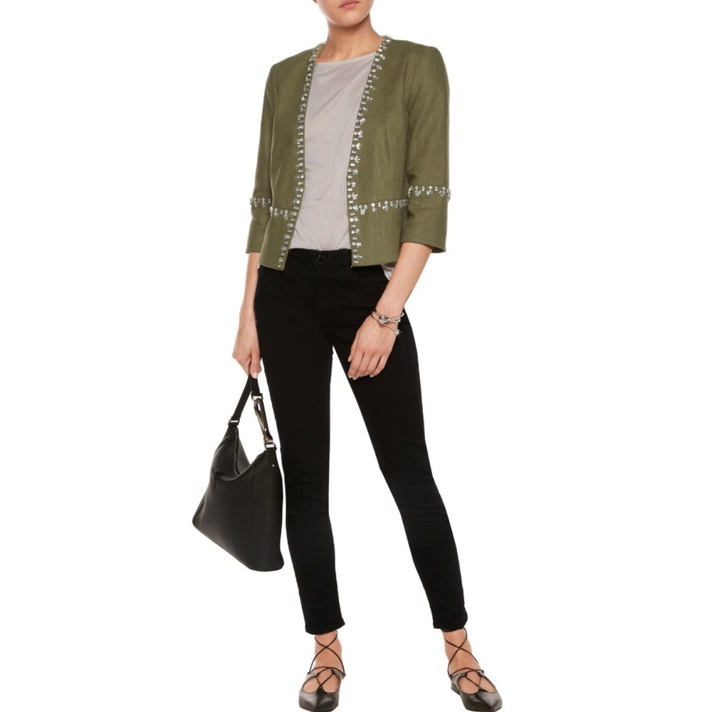 New with Tags - TORY BURCH Avery Hills Embellished Linen Blend Jacket - Size 6